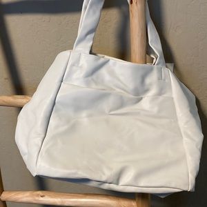 White pleather bag
